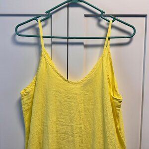Italian Terzo Millennio Beach yellow coverup dress Linen V-neck size Small